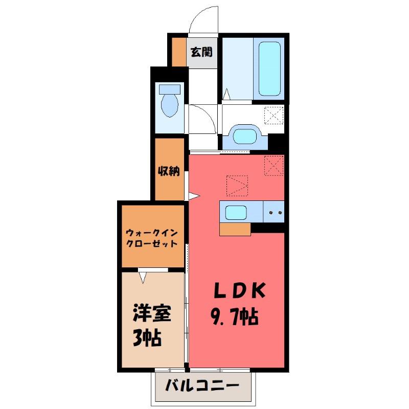 ＪＲ信越本線 北高崎駅 徒歩25分 2階建 築11年(1LDK/1階)の間取り写真