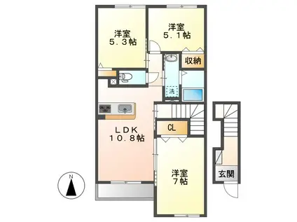 グレイス 天王(3LDK/2階)の間取り写真