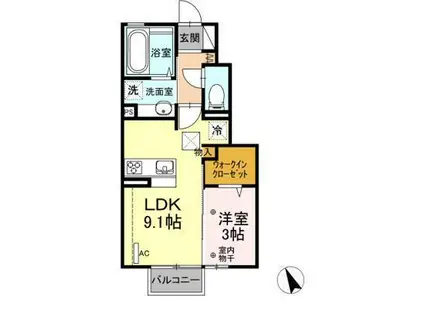 D-ROOM横塚(1LDK/1階)の間取り写真