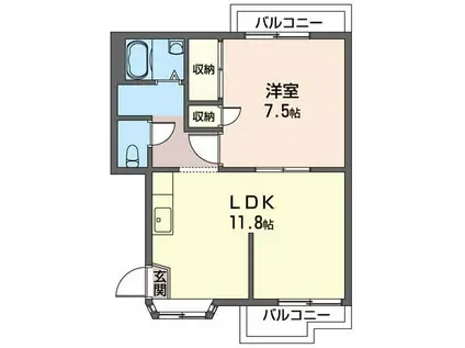 グリーンテラス(1LDK/2階)の間取り写真