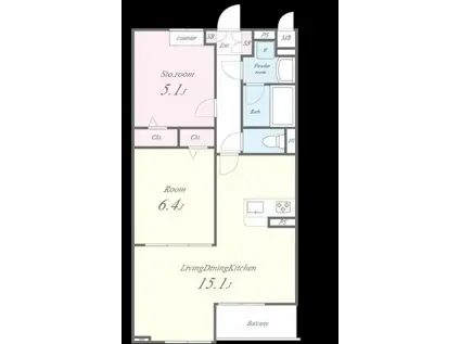 VOITURE M′H(1SLDK/2階)の間取り写真