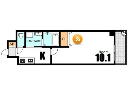 SOLEADO十日市(1K/6階)の間取り写真