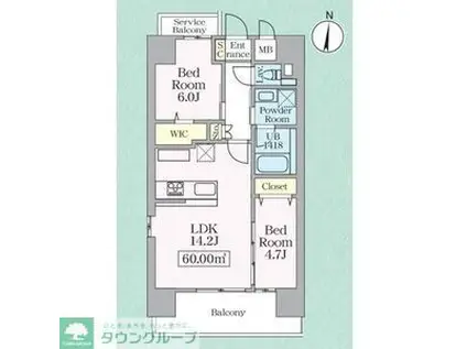 SKYGRACE名古屋駅(2LDK/2階)の間取り写真