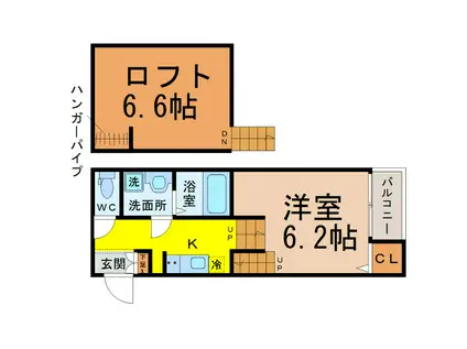 VERDE新守西(1K/2階)の間取り写真