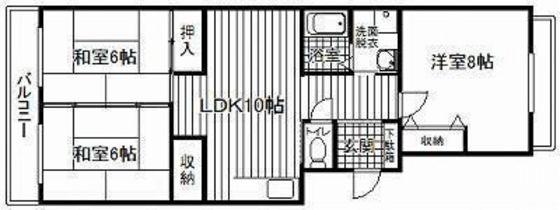 ミリオンハイム東昭和(3LDK/1階)の間取り写真