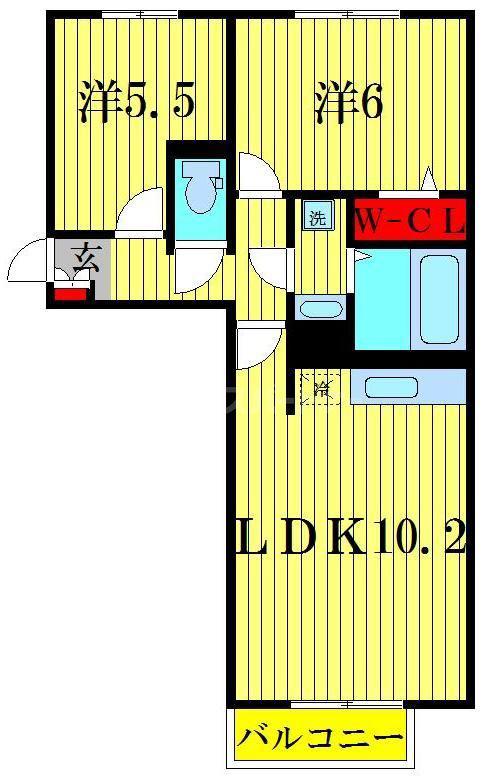 ヴァイスハウス(2LDK/1階)の間取り写真