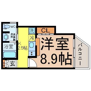 ISM金山(1K/8階)の間取り写真