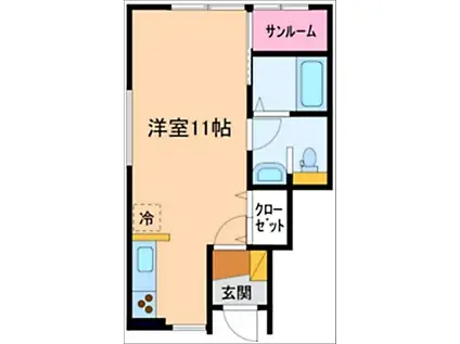 セシボン17(ワンルーム/1階)の間取り写真