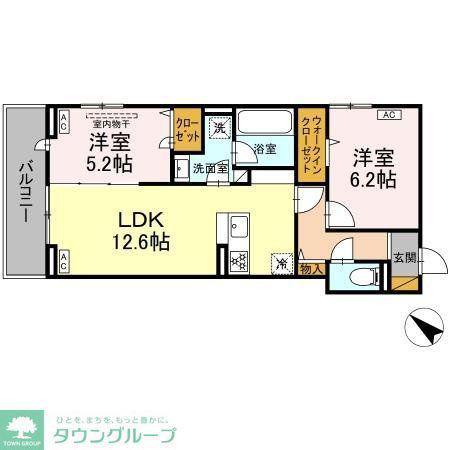 レジデンスヒルトップX XI XI(2LDK/2階)の間取り写真