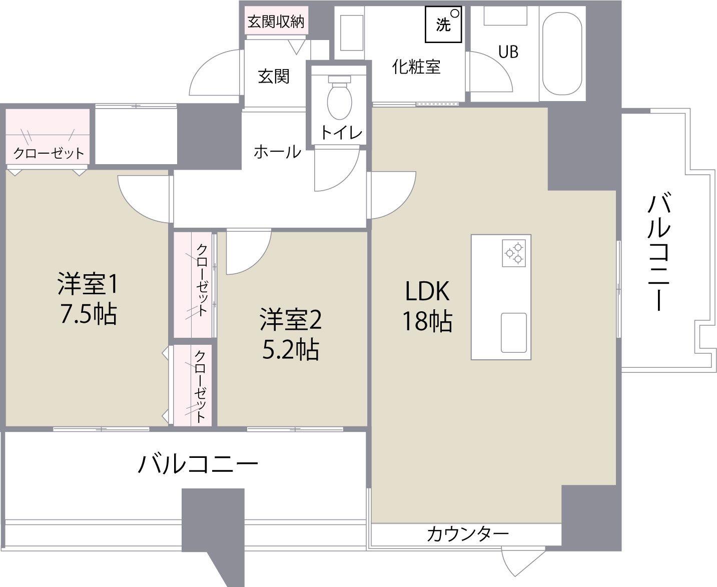 ザ クロスメント(2LDK/11階)の間取り写真