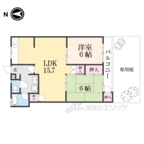 メイゾン山科(2LDK/1階)の間取り写真