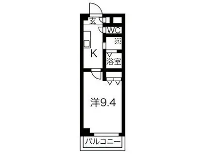 レインボーハイム(1K/4階)の間取り写真