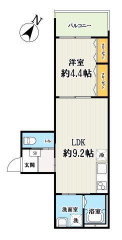 キャメル中浦和西堀(1LDK/2階)の間取り写真