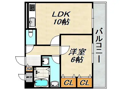 朝日プラザツインテージ神戸イースト(1LDK/9階)の間取り写真