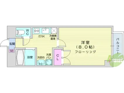 サンパラン泉(1K/2階)の間取り写真