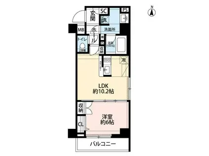 プレール・ドゥーク錦糸町V(1LDK/4階)の間取り写真