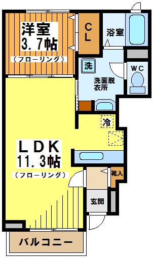 グランデ ニケ II(1LDK/1階)の間取り写真