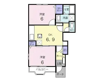 セレッソカミーノA(2DK/1階)の間取り写真
