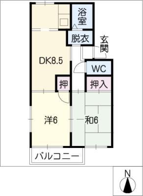 パークサイド清洲(2DK/2階)の間取り写真