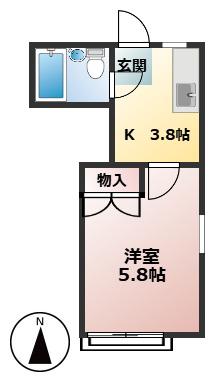 グリーンハウス上井草(1K/2階)の間取り写真