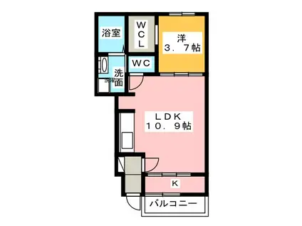 ハイシード平和(1LDK/1階)の間取り写真