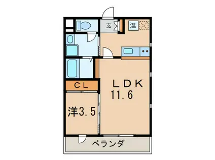 フェーレス ステラ 西北(1LDK/2階)の間取り写真