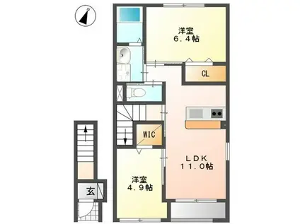 グランパレス(2LDK/2階)の間取り写真