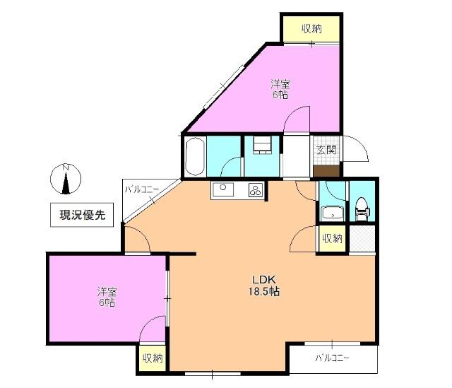 メゾン宮本(2LDK/3階)の間取り写真