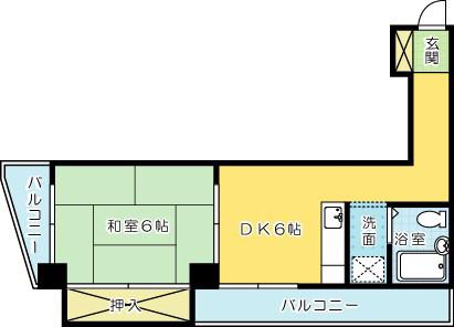 ギャラン小倉駅前ビル(1DK/8階)の間取り写真