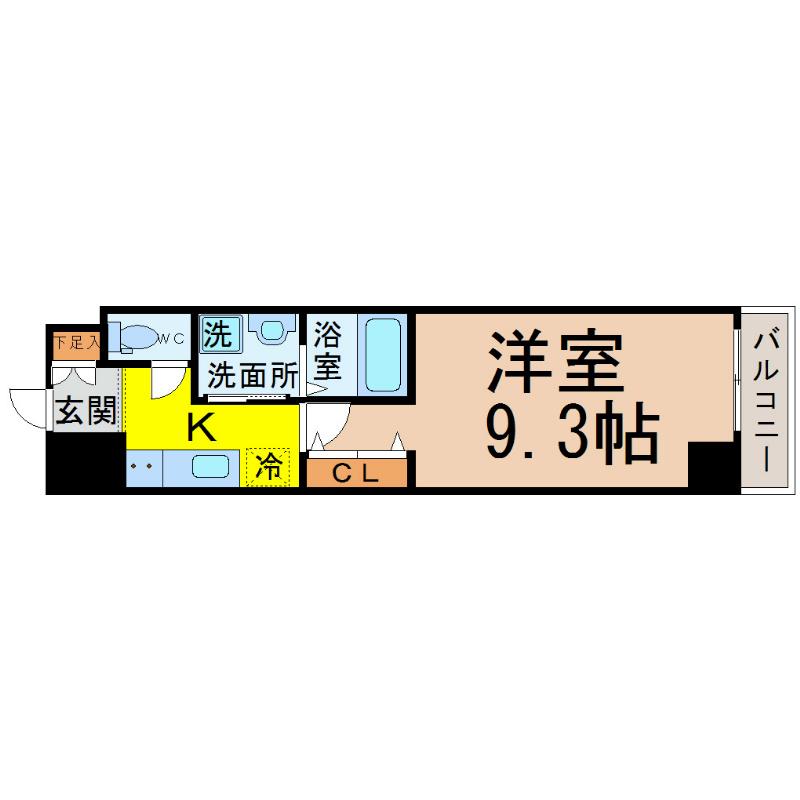 KDXレジデンス今池(1K/2階)の間取り写真
