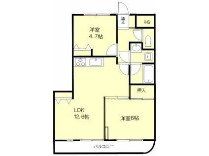 ラルス・マロン(2LDK/2階)の間取り写真