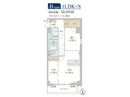 ル・モベイ天神橋(1SLDK/7階)の間取り写真