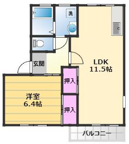 グローリー和泉(1LDK/2階)の間取り写真