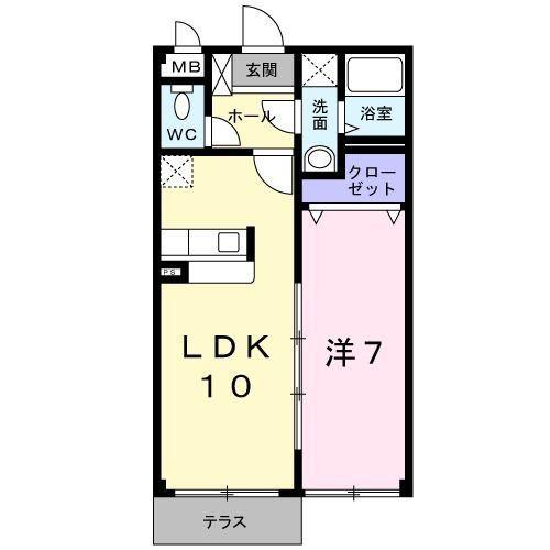 ランドコア田町(1LDK/1階)の間取り写真