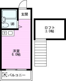 TWINPASTEL三貴 A(ワンルーム/3階)の間取り写真