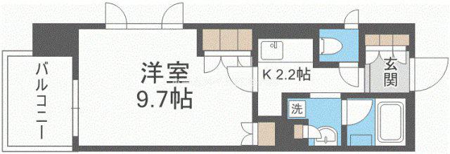 パークアクシス大阪新町(1K/9階)の間取り写真