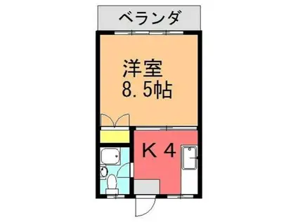 グリーンマンション(1K/4階)の間取り写真