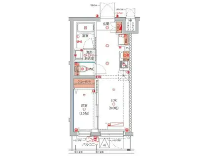 東京八広THE SKYレジデンス(1LDK/2階)の間取り写真