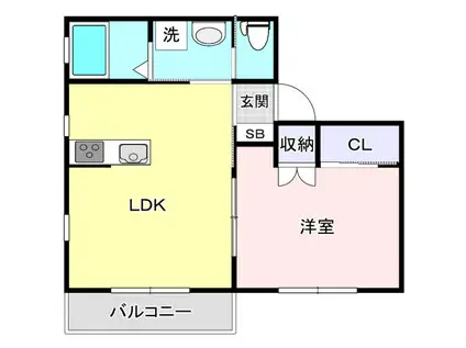 ヴァンベールメゾン(1LDK/1階)の間取り写真