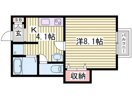 エトランス小松町A(1K/1階)の間取り写真