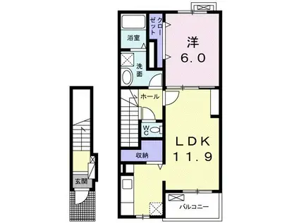 フェリス(1LDK/2階)の間取り写真