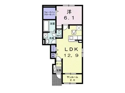 ベル ヴィオラ V(1LDK/1階)の間取り写真