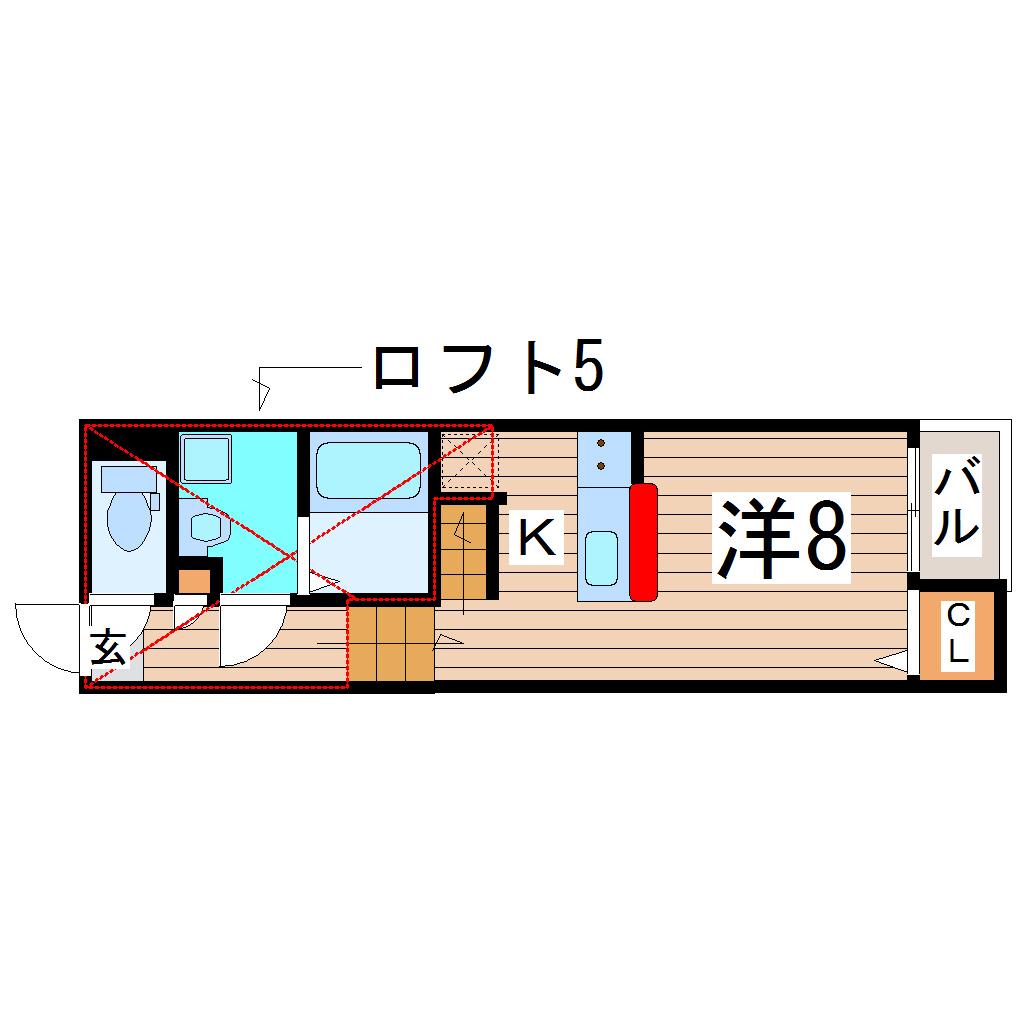 PRESTIGE旭ケ丘(1K/1階)の間取り写真