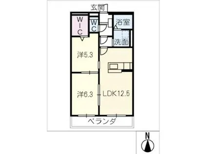 岐阜市鏡島東マンション(2LDK/2階)の間取り写真