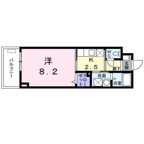 ローズガーデン(1K/6階)の間取り写真