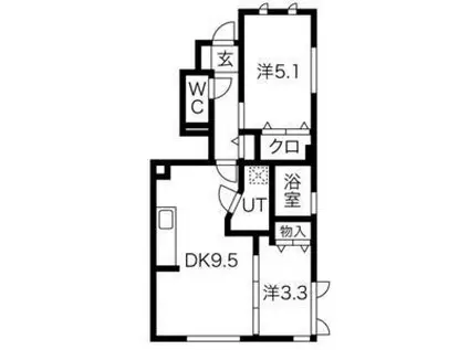 SUNNY GABLES(2LDK/1階)の間取り写真