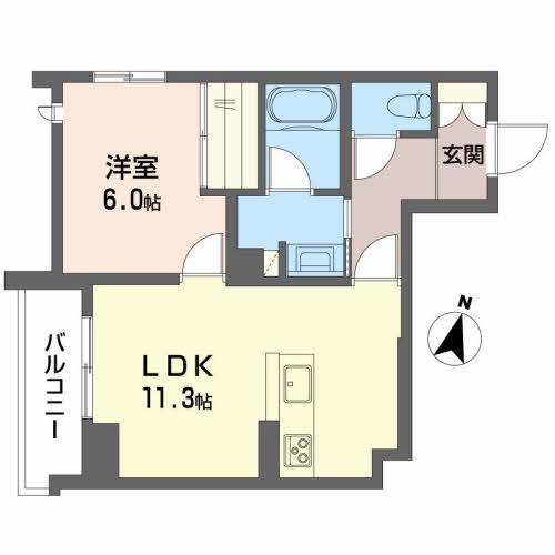 エクラージュ二日町(1LDK/2階)の間取り写真