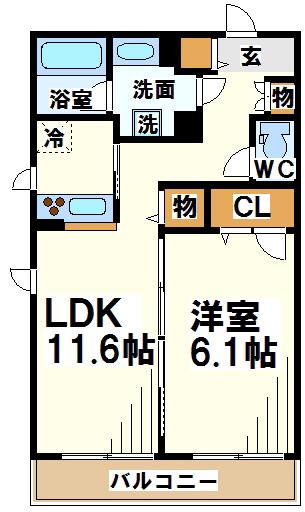 エクセルコート調布(1LDK/3階)の間取り写真