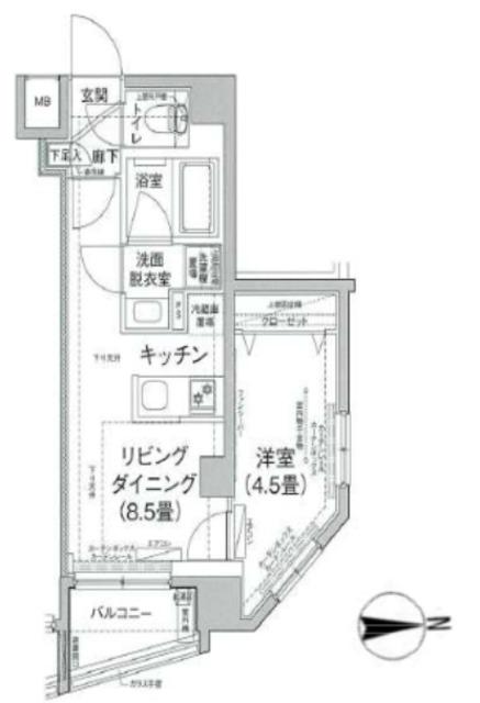 アイル プレミアム江古田(1LDK/5階)の間取り写真