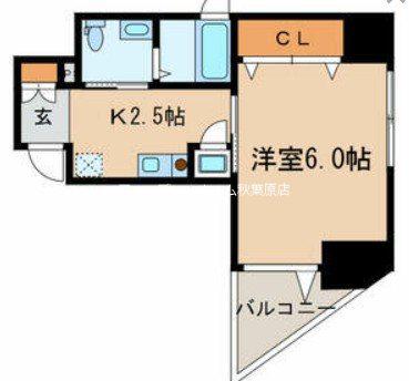 秋葉原 デ・プレ(1K/5階)の間取り写真